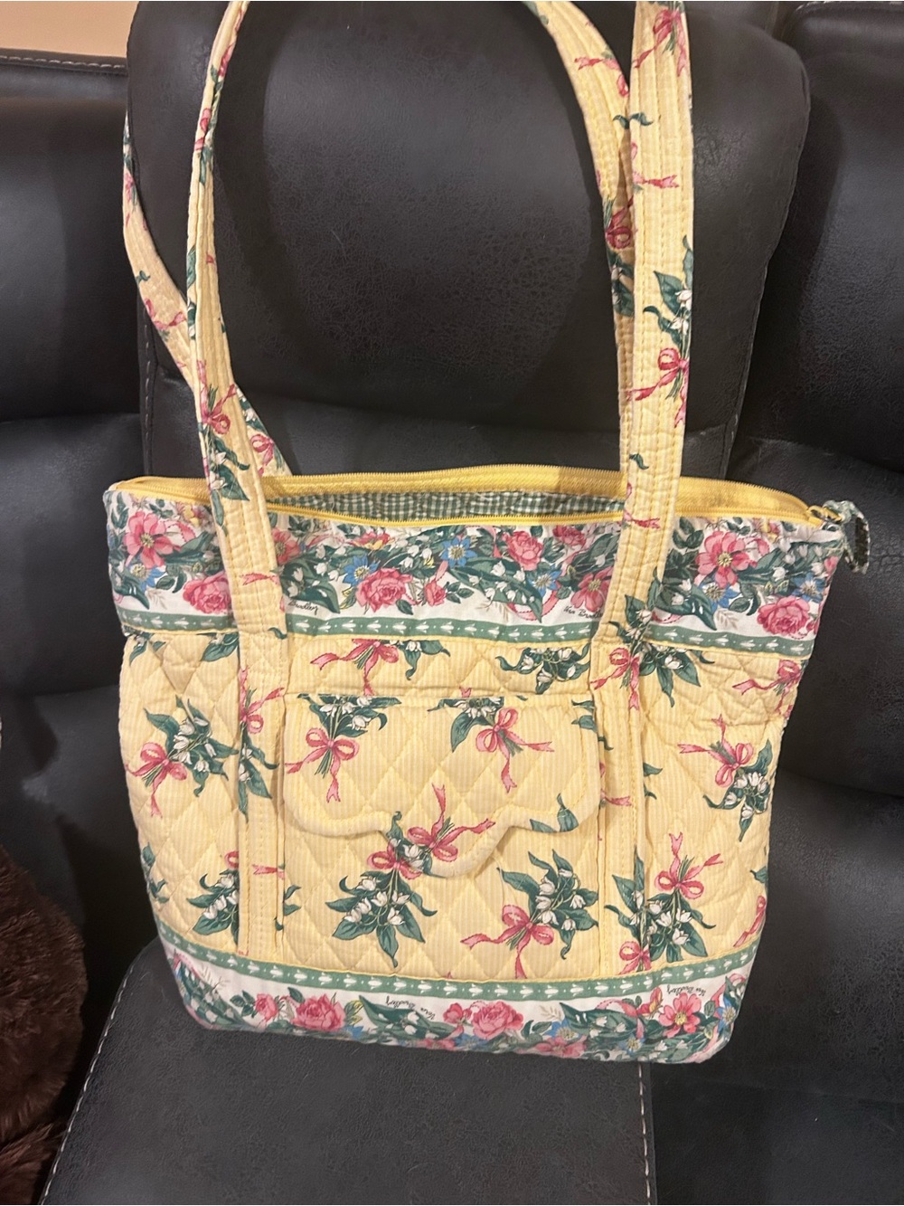 Vera Bradley Yellow Hope Floral Quilted Tote Bag Retired